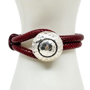 sterling silver leather bracelet - GM506